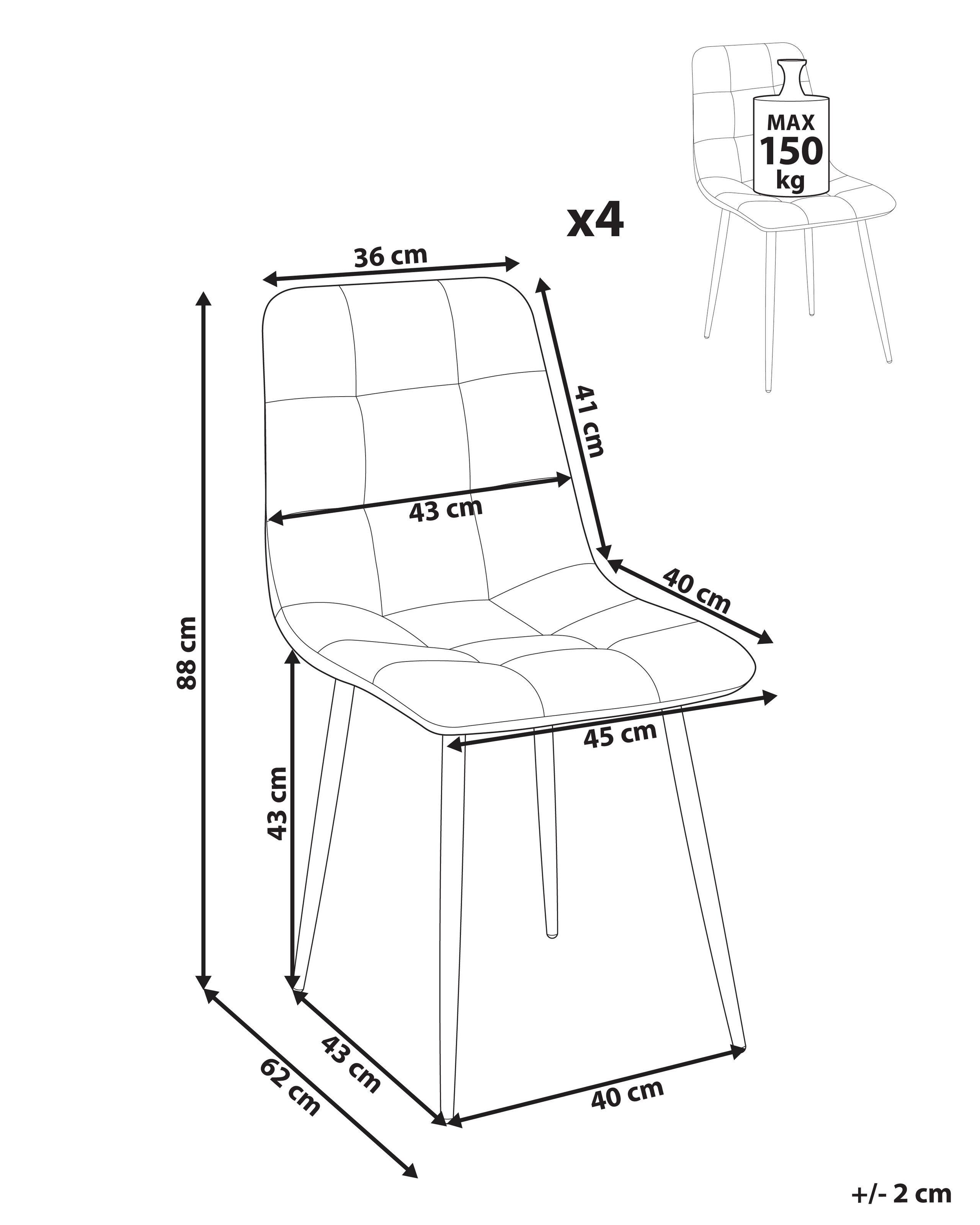 Beliani Set di 4 sedie en Velluto Moderno POWELL  