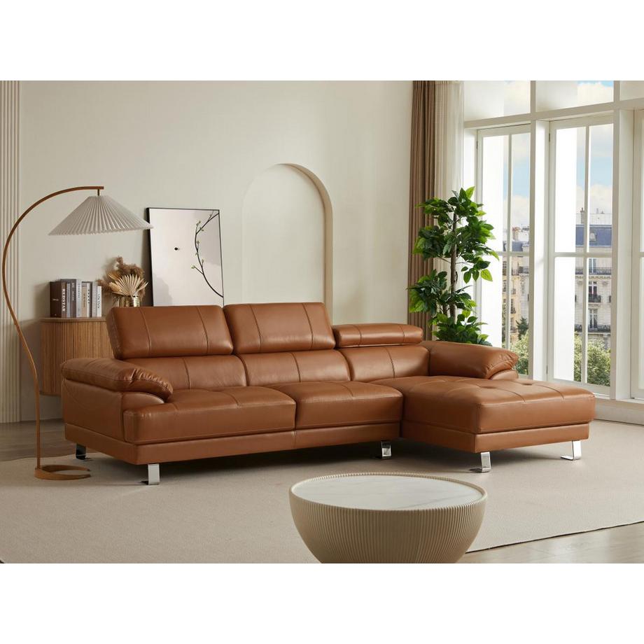 Vente-unique Divano angolare in pelle Caramello - Angolo a destra - EXCELSIOR II  