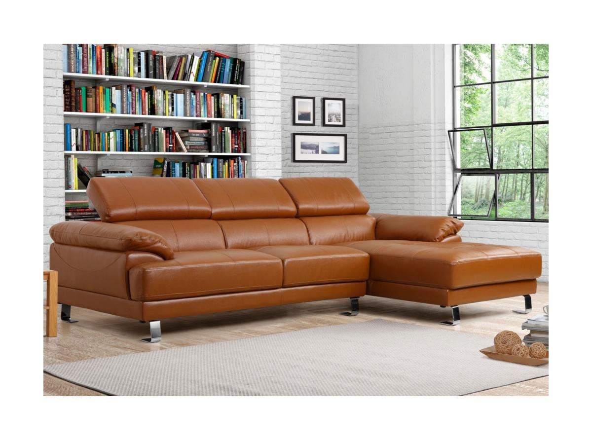 Vente-unique Ecksofa Leder - Karamell - Ecke Rechts - EXCELSIOR II  