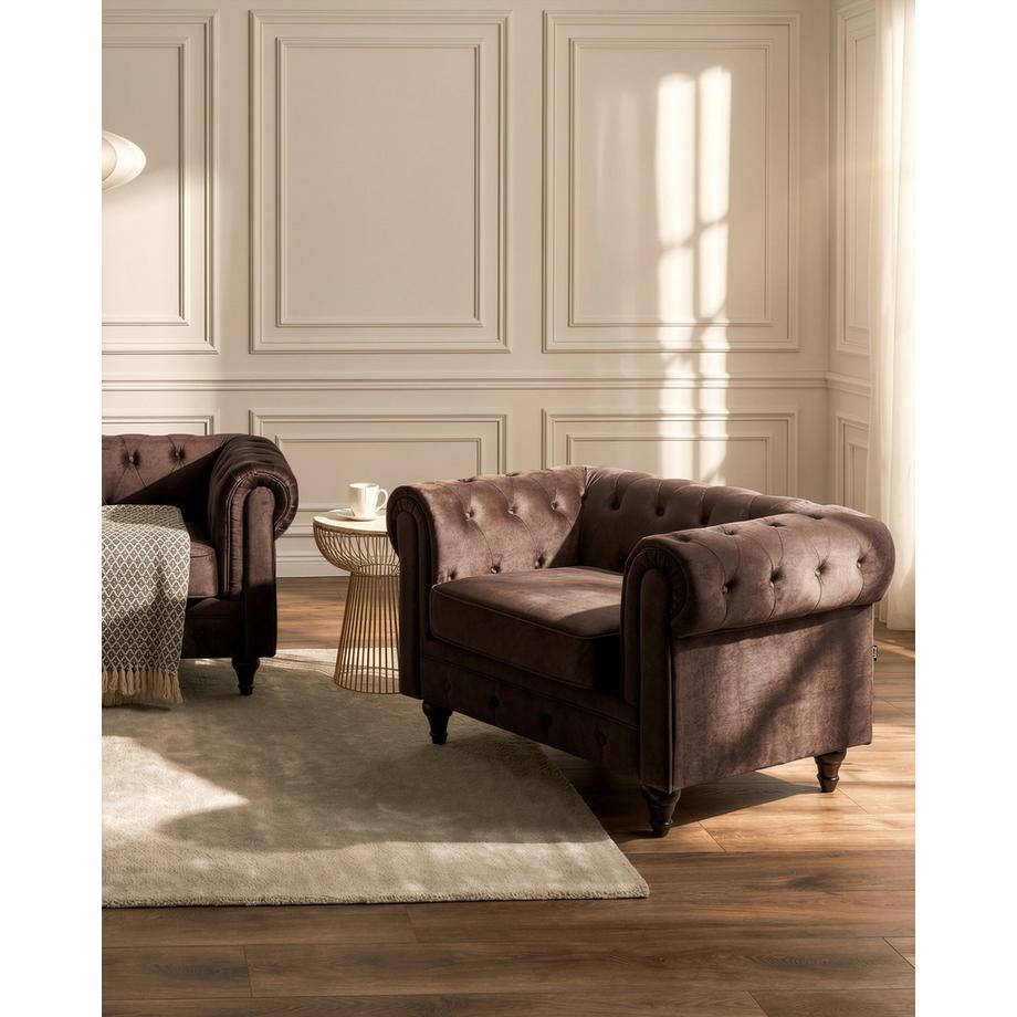 Beliani Sessel aus Samtstoff Klassisch CHESTERFIELD  
