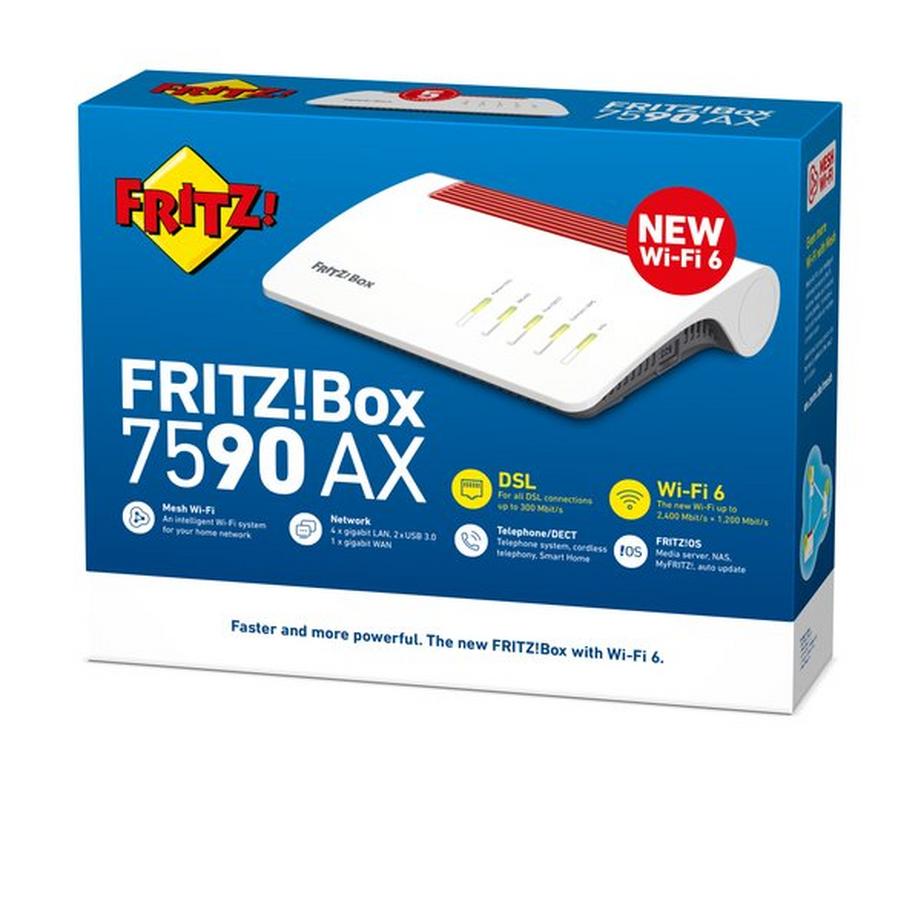 AVM  FRITZ!Box 7590 AX routeur sans fil Gigabit Ethernet Bi-bande (2,4 GHz / 5 GHz) Blanc 