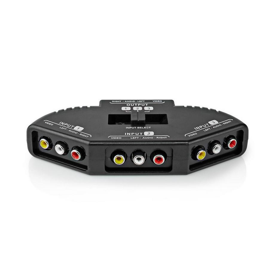 Nedis  Composite Video Switch | 3-Port Port(s) | Anschluss Eingang: 3x Composite Video (RWY) | Anschluss Ausgang: 1x Composite Video (RWY) | 1024x576 | ABS | Schwarz 