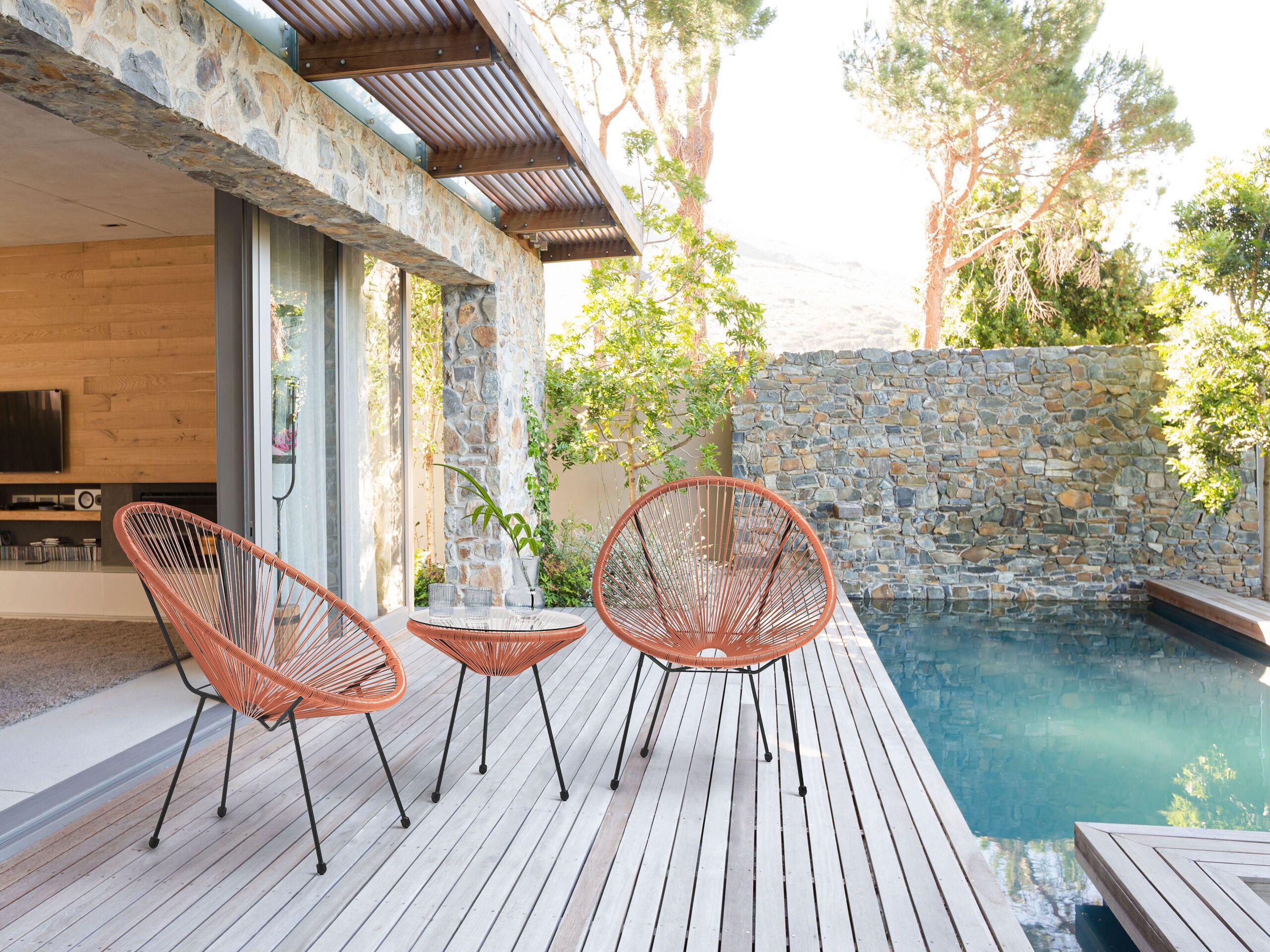 Beliani Set bistrot en Rattan sintetico Boho ACAPULCO II  