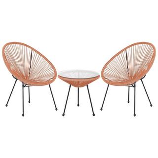 Beliani Set bistrot en Rattan sintetico Boho ACAPULCO II  