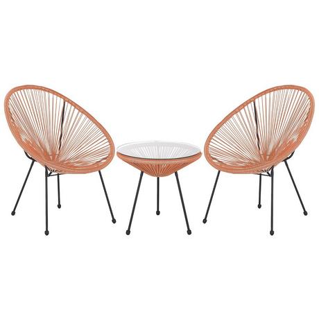 Beliani Set bistrot en Rattan sintetico Boho ACAPULCO II  