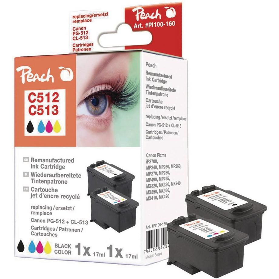 Peach  Tintenset Canon PG-512  CL-513 BK, C, M, Y 