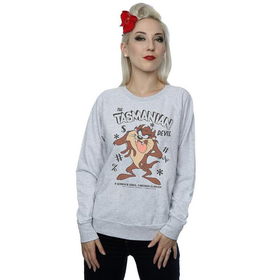 LOONEY TUNES Sweatshirt Col Rond Imprimé Tasmanian Devil  