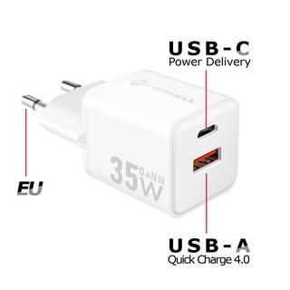 Avizar  Caricatore GaN III 35W con USB-C + USB, formato mini 