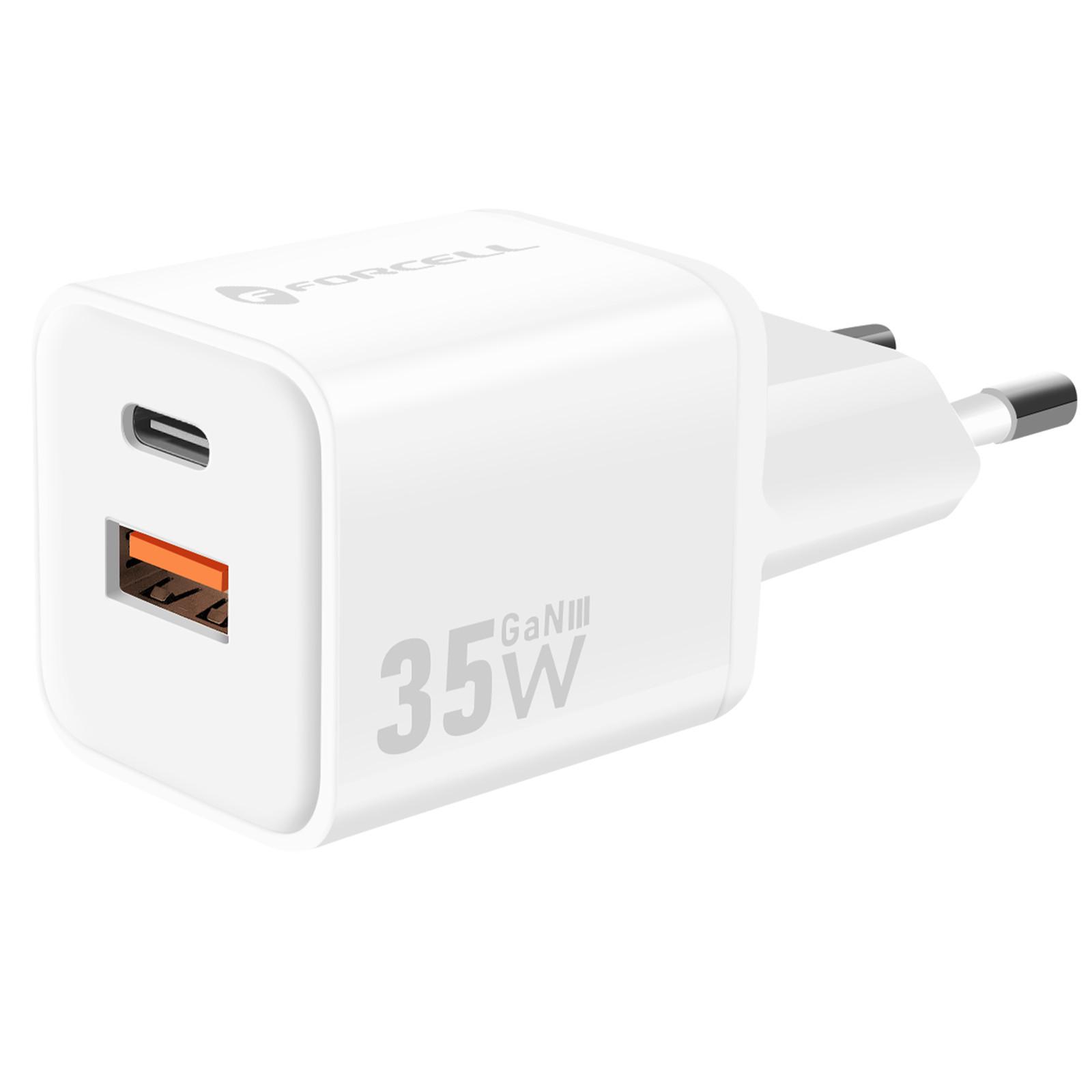 Avizar  Caricatore GaN III 35W con USB-C + USB, formato mini 