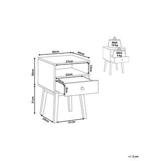 Beliani Comodino 1 cassetto en Fibra a media densità (MDF) Retrò RODES  