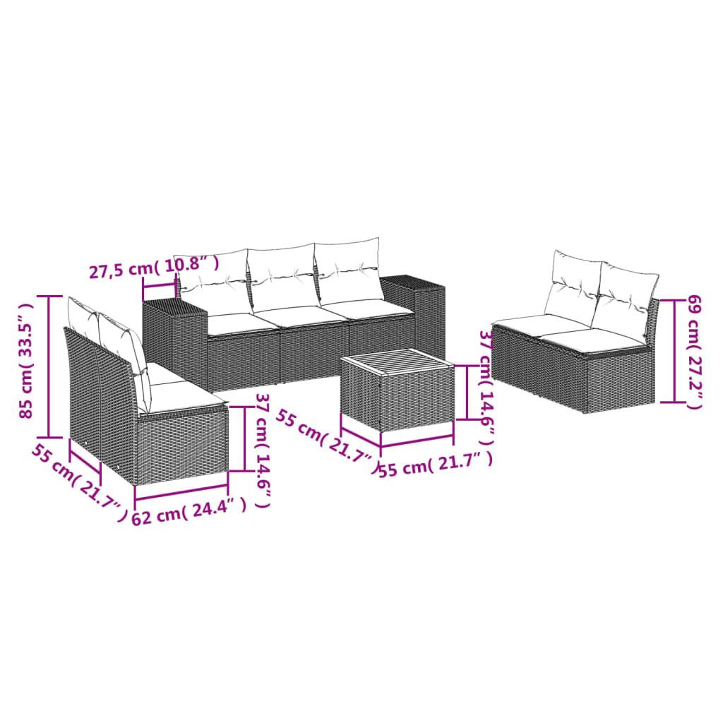 VidaXL Ensemble de canapés de jardin rotin synthétique  