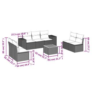 VidaXL Ensemble de canapés de jardin rotin synthétique  