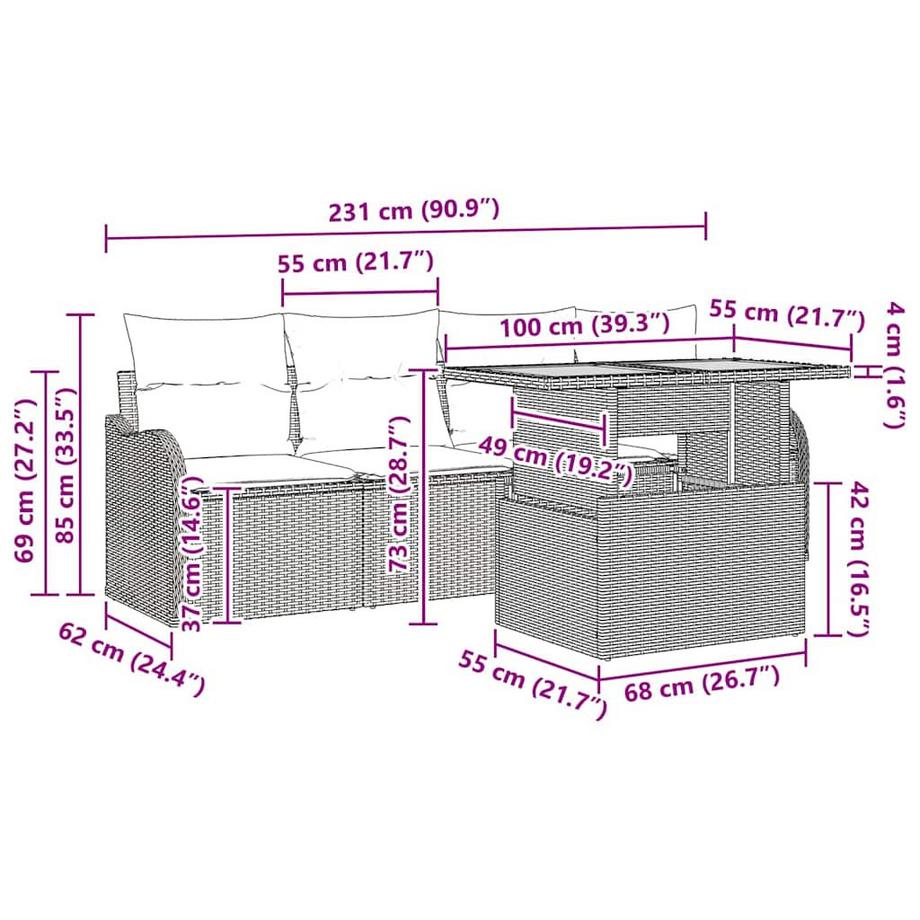 VidaXL Ensemble de canapé de jardin poly rattan  
