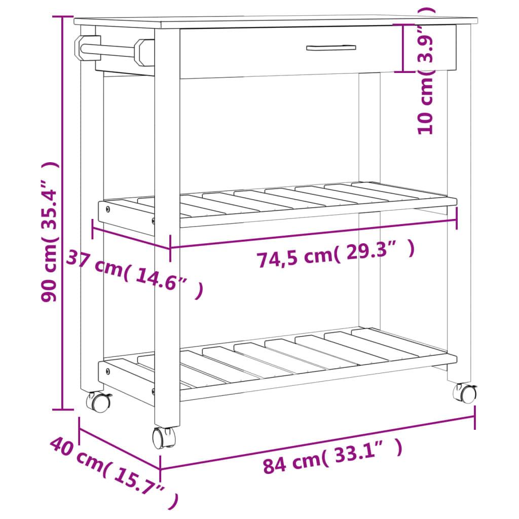 VidaXL Chariot de cuisine bois de pin  