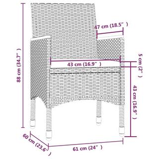 VidaXL Ensemble de salle à manger d'extérieur rotin synthétique  