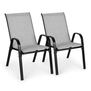 Lot de 2 chaises de jardin pour terrasse ou balcon gris clair MultiGarden