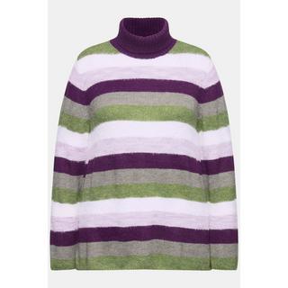 Ulla Popken Pull Rayé Coupe Évasée Col Montant Manches Longues  