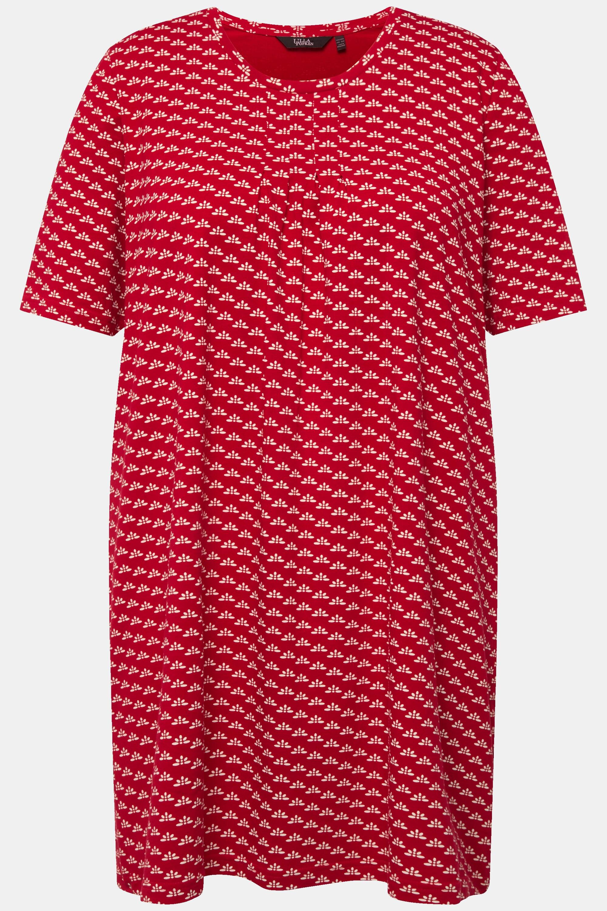 Ulla Popken  T-shirt en coton bio imprimé, avec col rond et manches courtes - silhouette en A évasée 