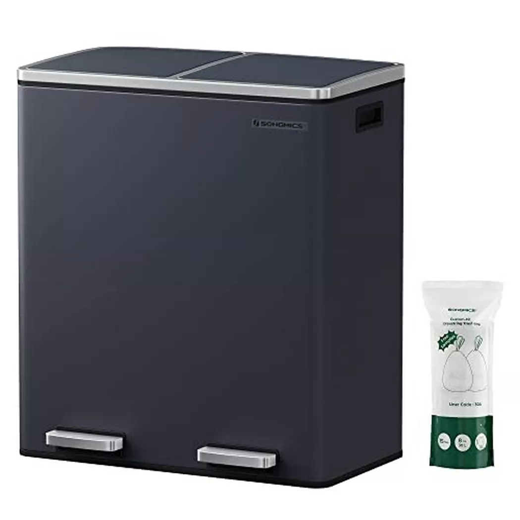 Pricenet – Stufenabfalleimer mit zwei Fächern und Soft-Close-Deckel, 65 CM