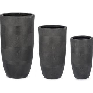 mutoni Cache-pot Rigo anthracite haut rond (lot de 3)  