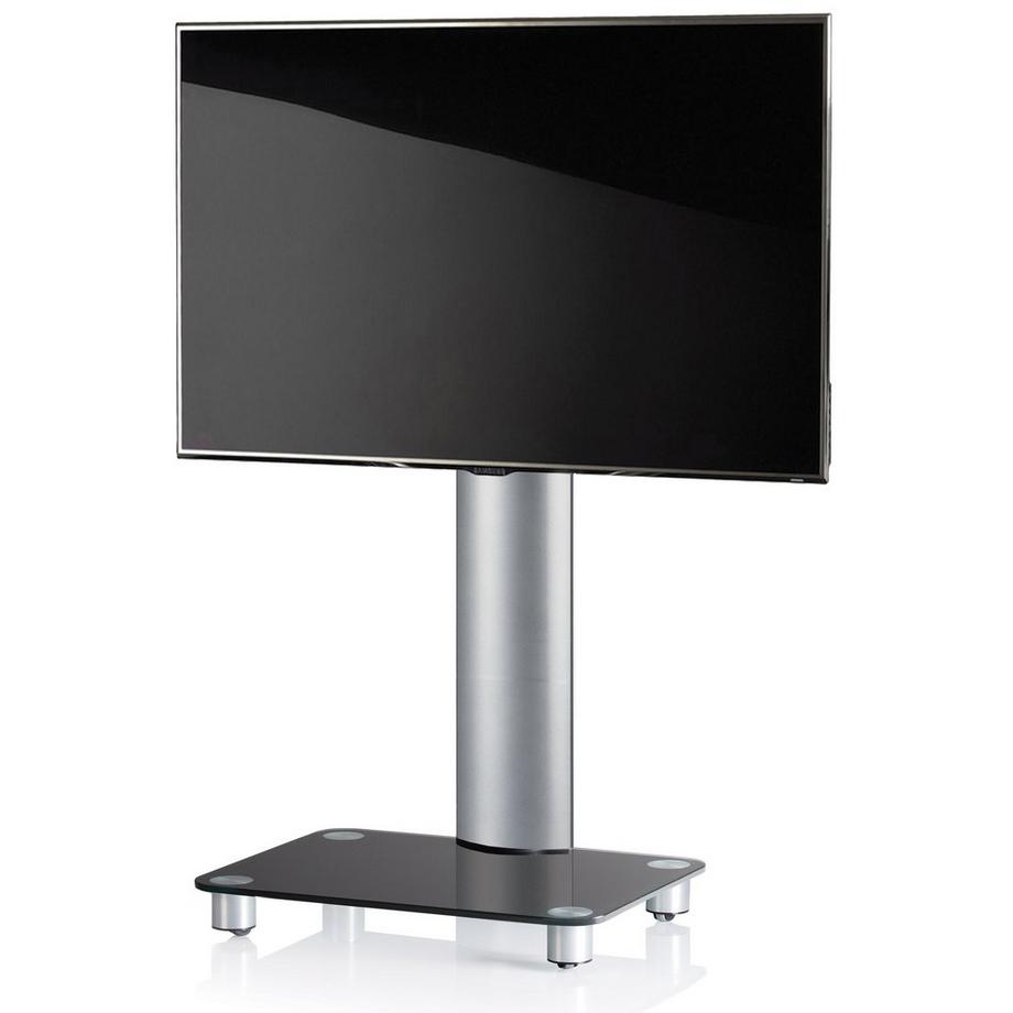 VCM TV Standfuß | Alu Fernseh Ständer rollbar | ESG-Sicherheitsglas| Maße ca. H. 100 x B. 60 x T.  44 cm - Tosal  