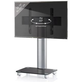 VCM TV Standfuß | Alu Fernseh Ständer rollbar | ESG-Sicherheitsglas| Maße ca. H. 100 x B. 60 x T.  44 cm - Tosal  