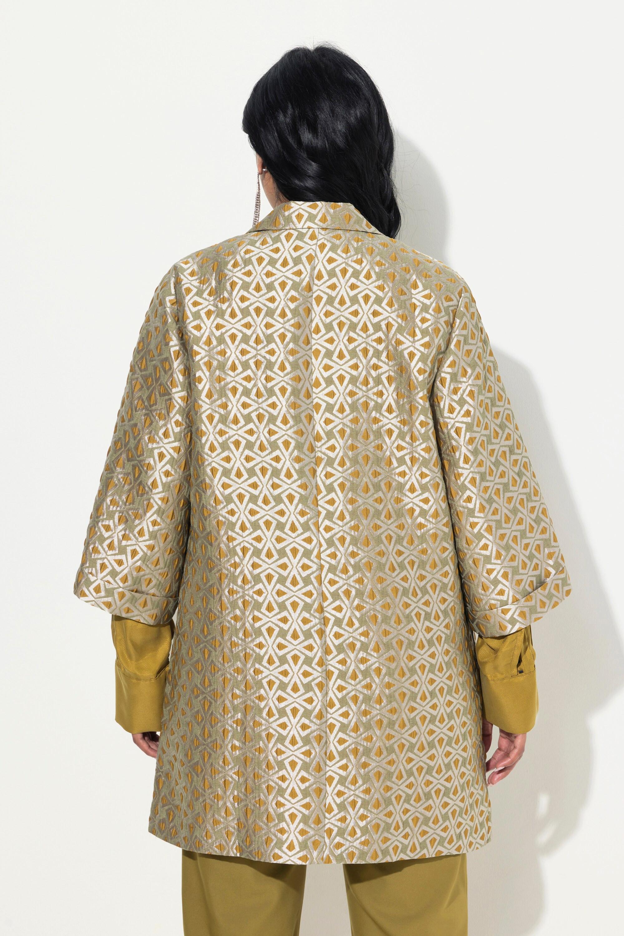 Ulla Popken Jacquard Jacke A-Linie Reverskragen 3/4 Arm  