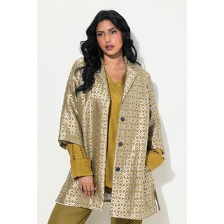 Ulla Popken Jacquard Jacke A-Linie Reverskragen 3/4 Arm  