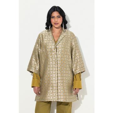 Jacquard-Jacke, A-Linie, Reverskragen, 3/4-Arm