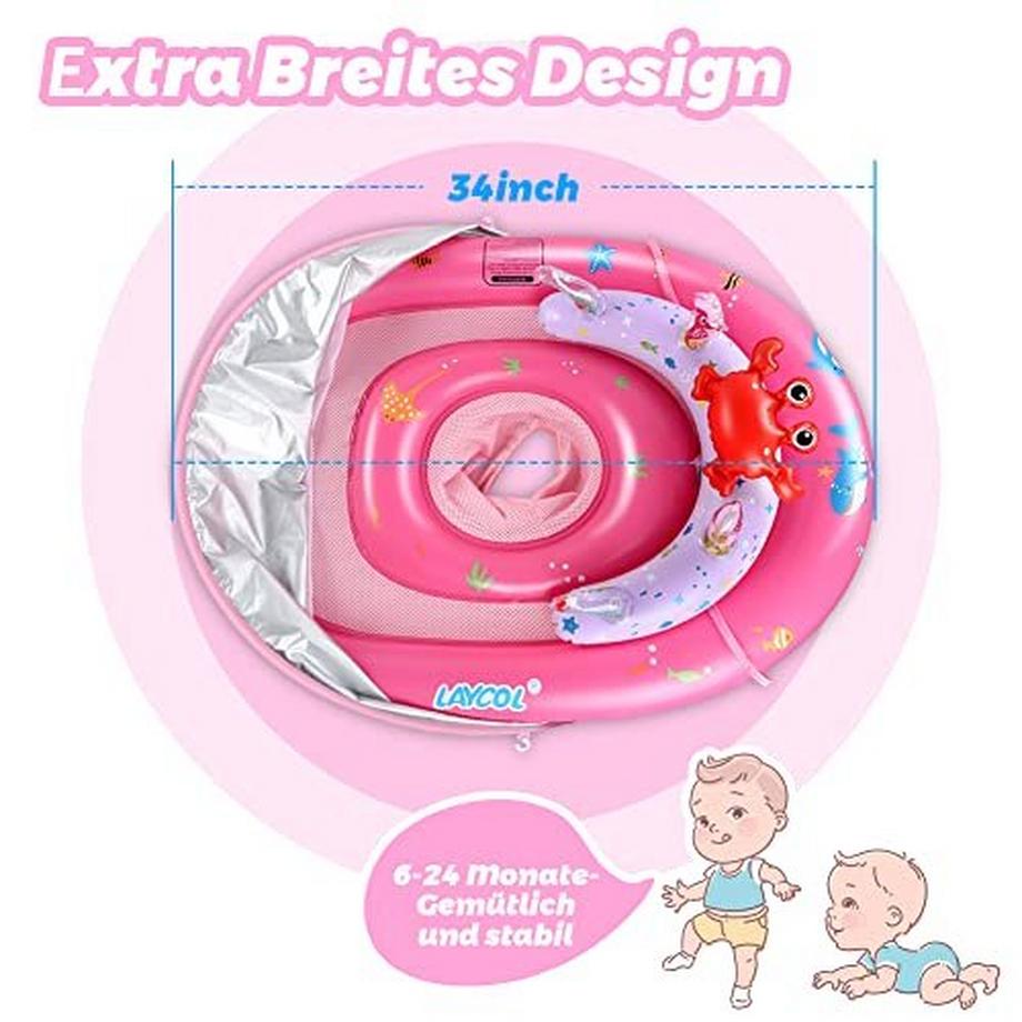 Activity-board  Schwimmring Baby mit UPF50+ Sonnendach & Spielzeug, Schwimmhilfe Baby für Pool, Kleinkind Pool 