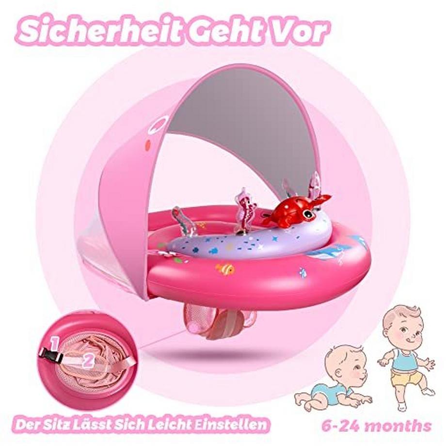 Activity-board  Schwimmring Baby mit UPF50+ Sonnendach & Spielzeug, Schwimmhilfe Baby für Pool, Kleinkind Pool 