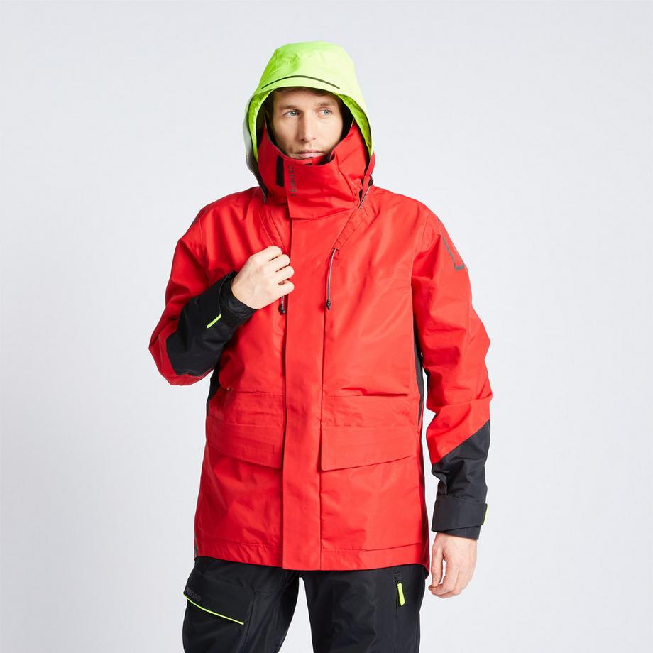 DECATHLON  Wind- und wasserdichte Segeljacke , Offshore 900, Rot 