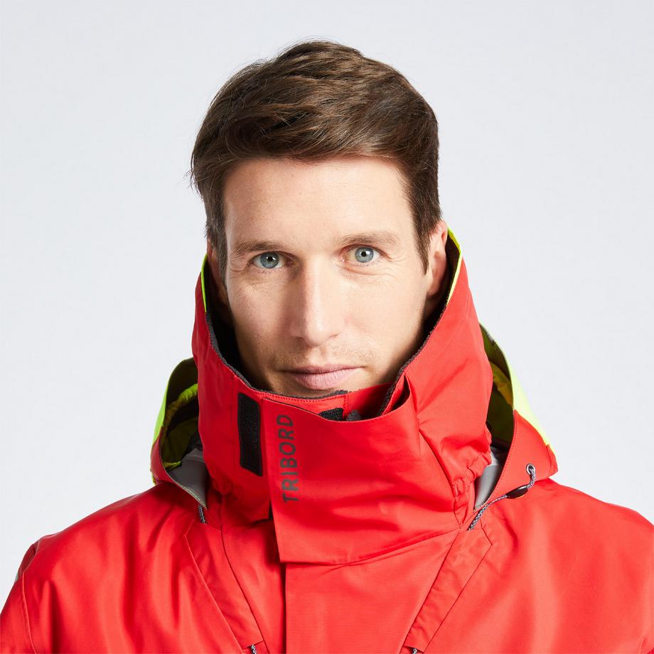 DECATHLON  Wind- und wasserdichte Segeljacke , Offshore 900, Rot 