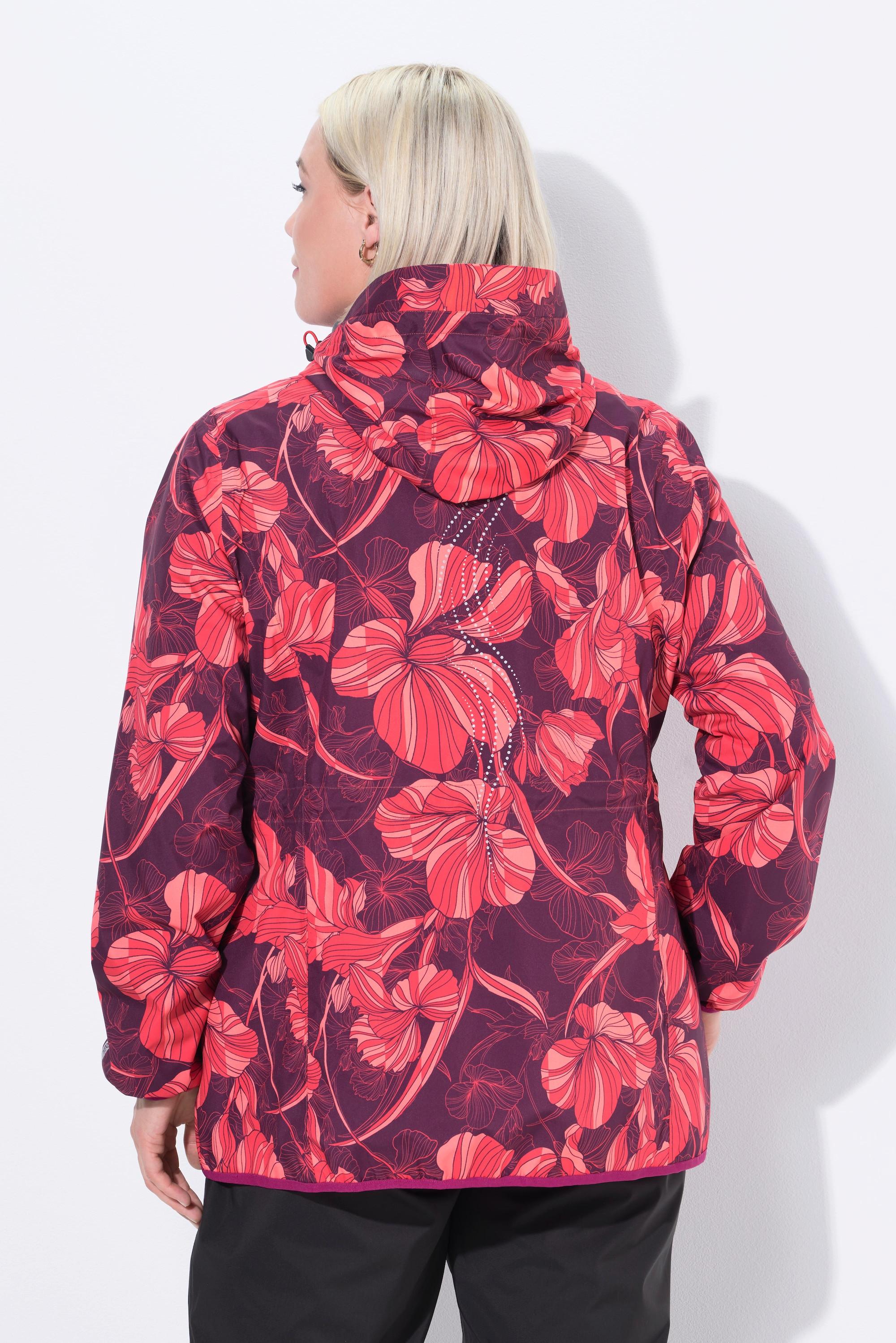 Ulla Popken Giacca Antipioggia Leggera Impermeabile Ripiegabile con Cappuccio  