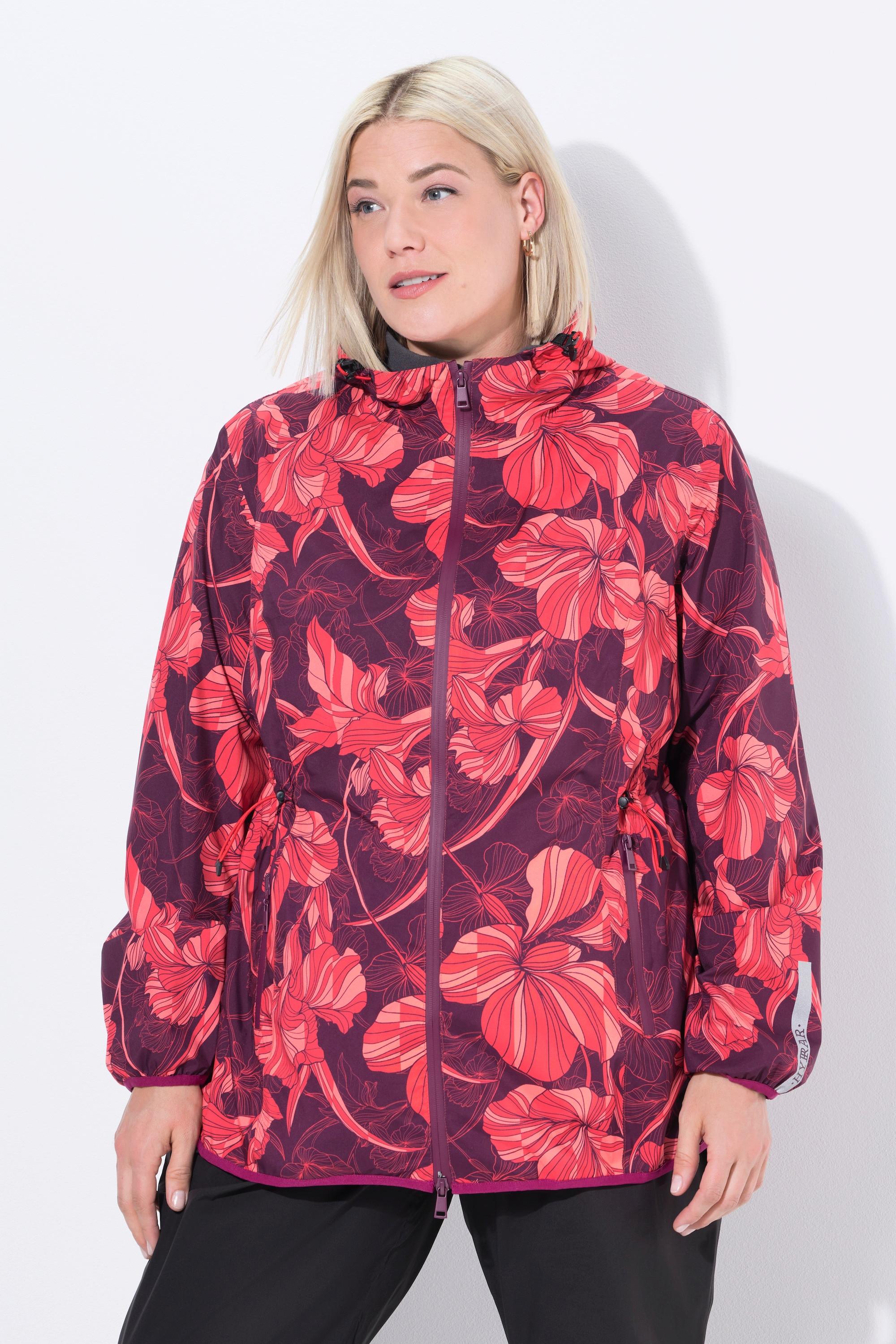 Ulla Popken Giacca Antipioggia Leggera Impermeabile Ripiegabile con Cappuccio  