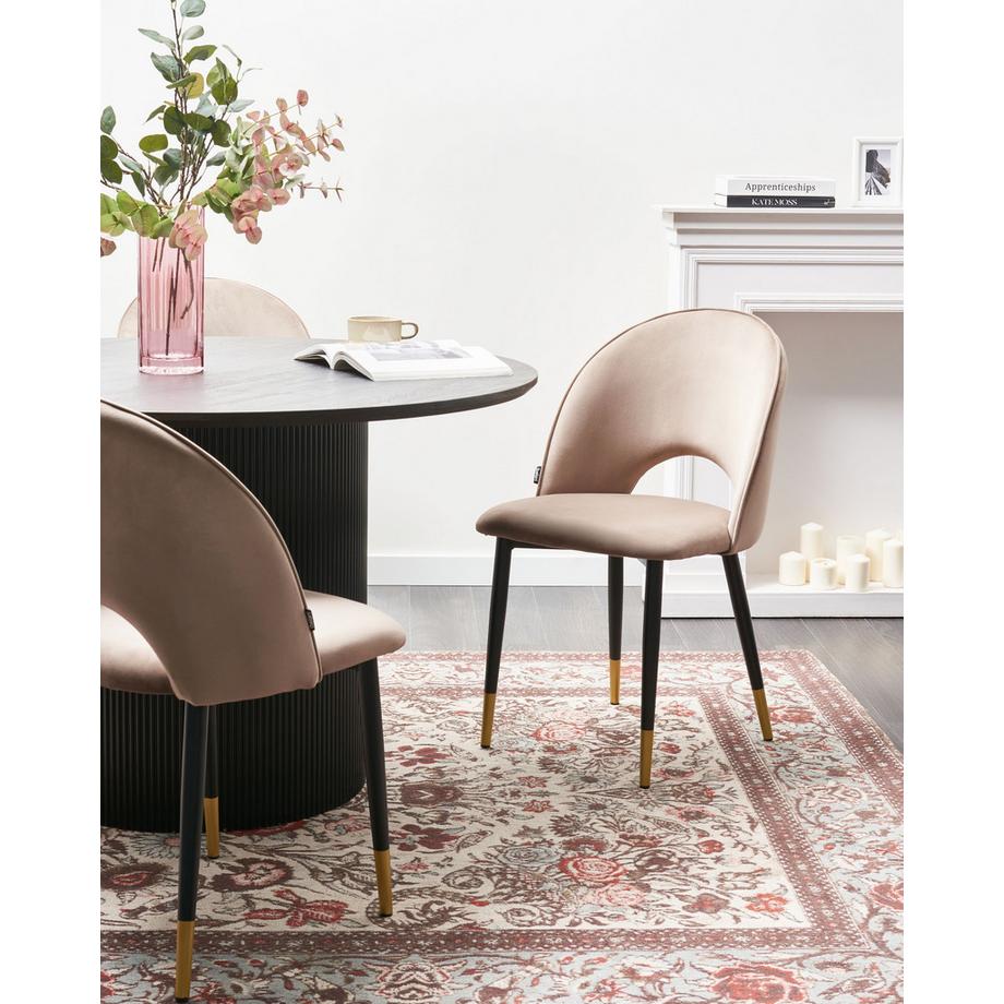 Beliani Lot de 2 chaises de salle à manger en Velours  MAGALIA  