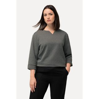 Ulla Popken  Sweat, motif jacquard, col tunisien, manches 3/4 