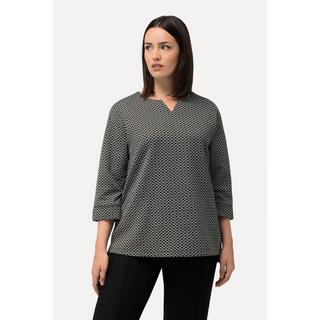 Ulla Popken  Sweat, motif jacquard, col tunisien, manches 3/4 