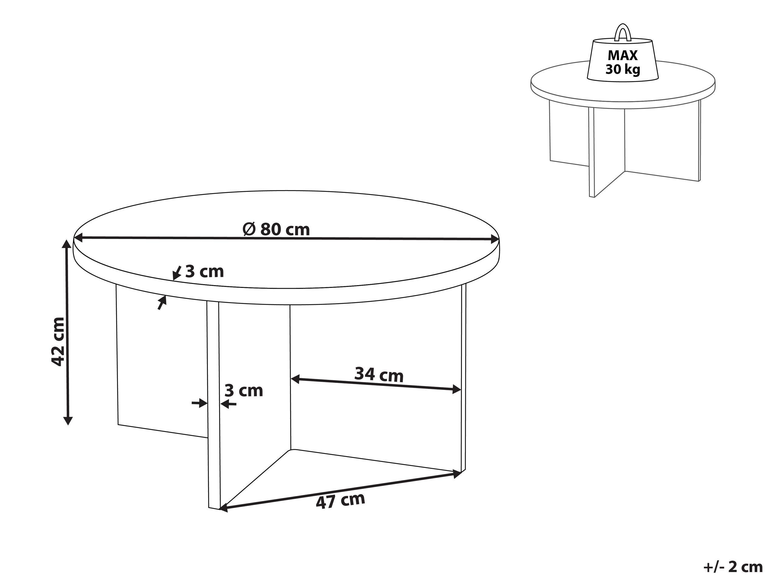 Beliani Couchtisch aus MDF-Platte Industriell STANTON  