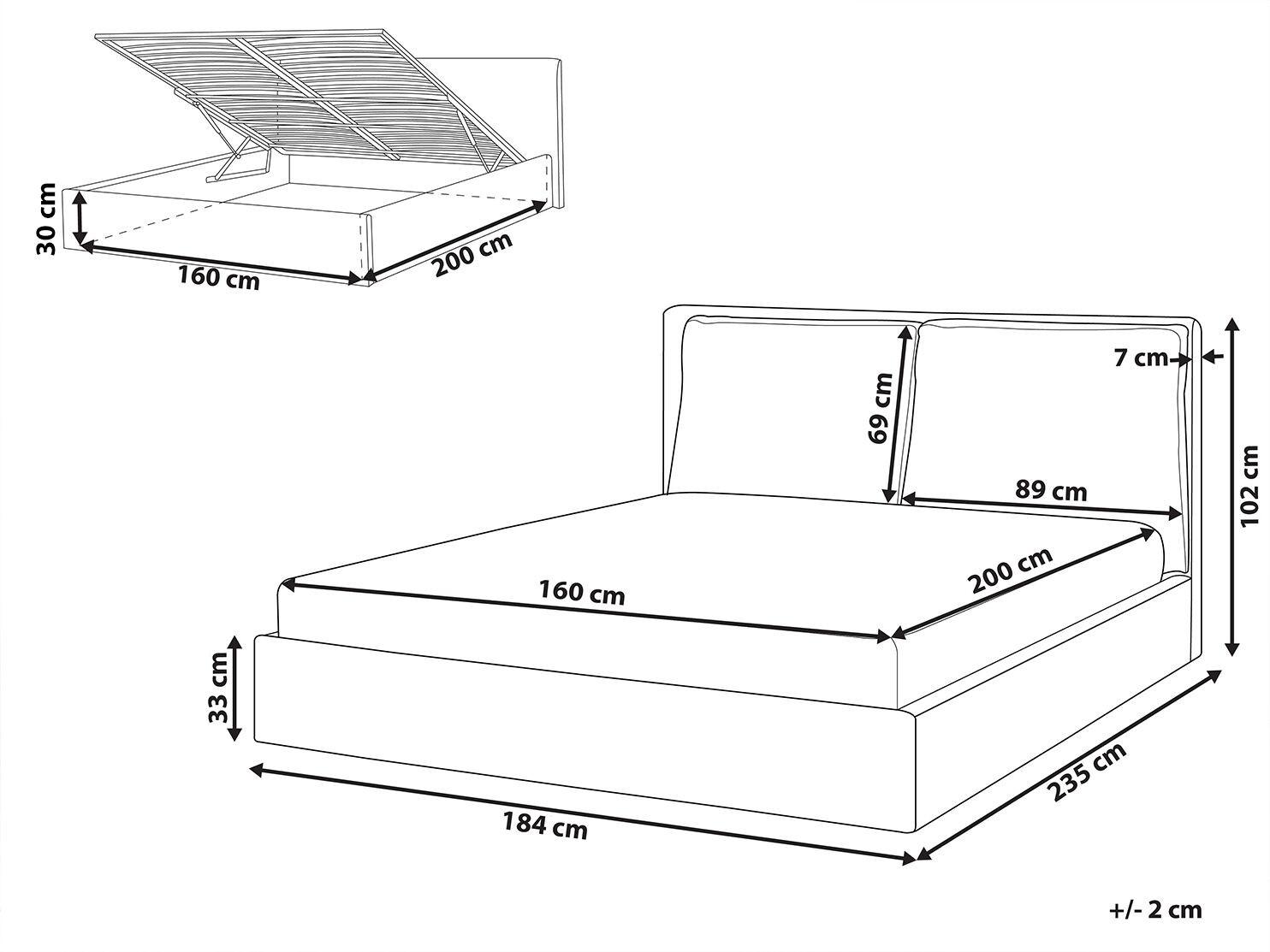 Beliani Lit ottoman en Polyester Moderne BAJONNA  