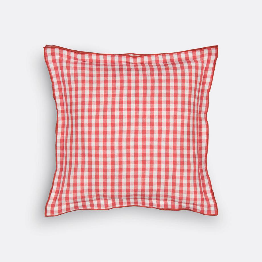 Kissenbezug Vichykaro aus Baumwolle und Leinen