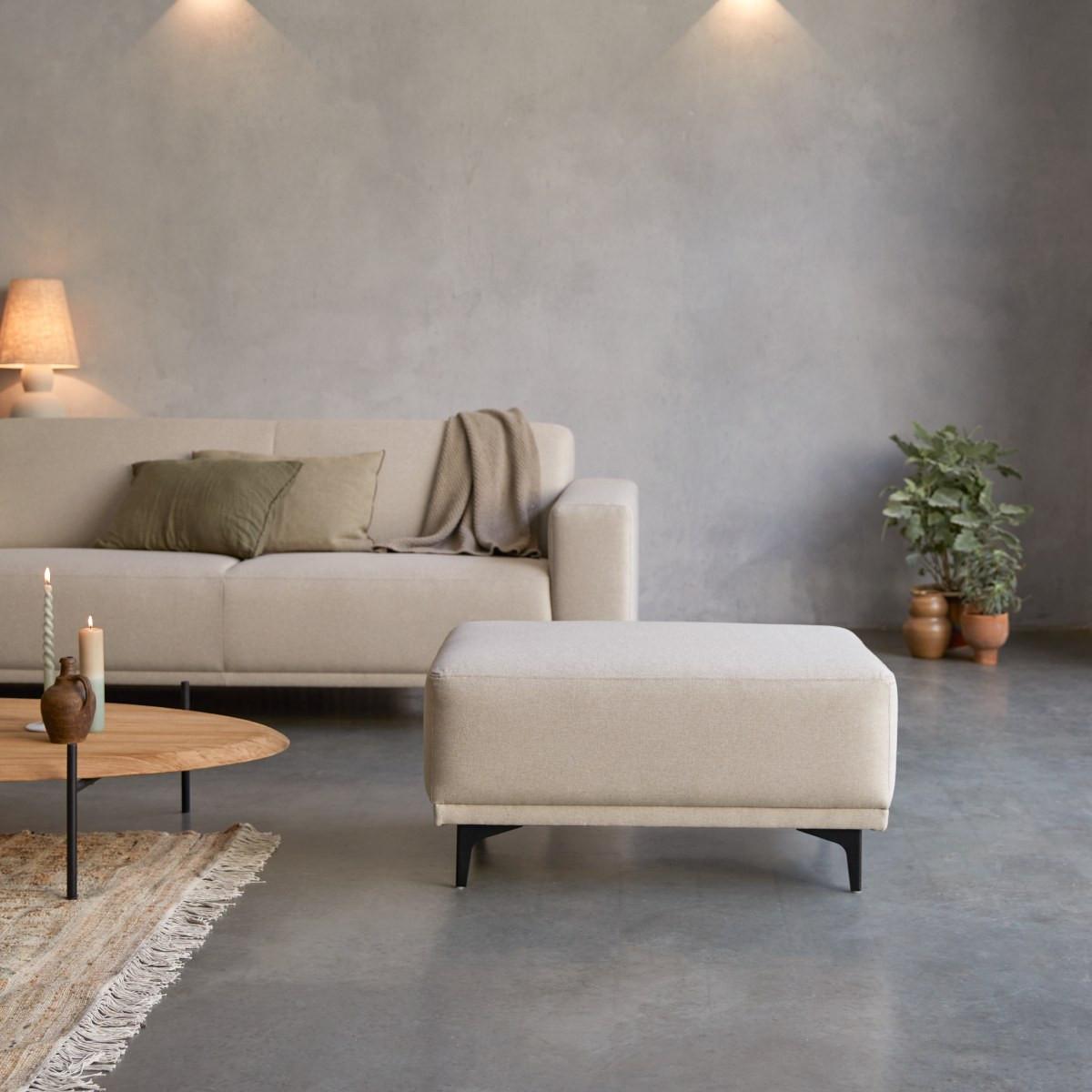 Tikamoon Poggiapiedi in tessuto ecrù Lars  