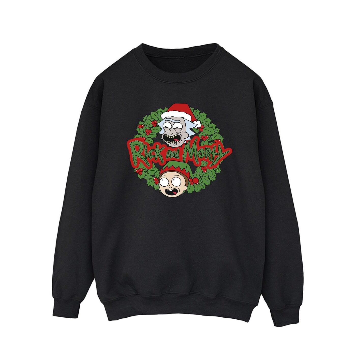 Rick And Morty  Christmas Wreath Sweatshirt 