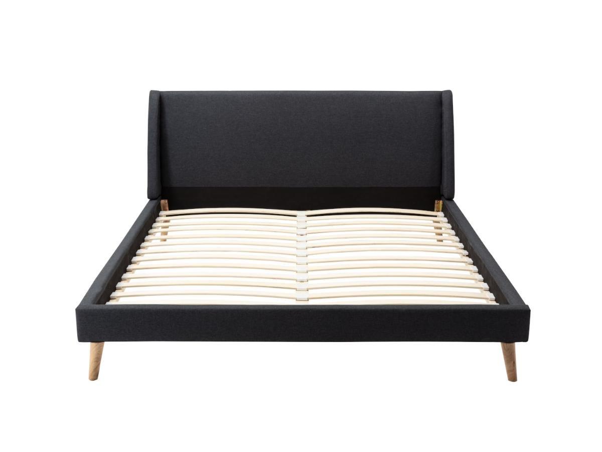 Vente-unique Letto scandinavo 160 x 200 cm Tessuto Antracite + Materasso - BENEDICTE  