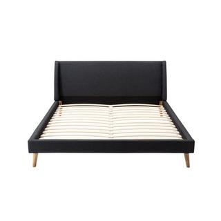 Vente-unique Bett - Skandinavischer Stil 160 x 200 cm - Stoff - Anthrazit + Matratze - BENEDICTE  