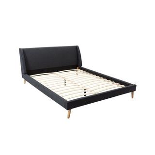 Vente-unique Bett - Skandinavischer Stil 160 x 200 cm - Stoff - Anthrazit + Matratze - BENEDICTE  