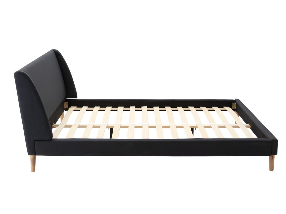 Vente-unique Letto scandinavo 160 x 200 cm Tessuto Antracite + Materasso - BENEDICTE  