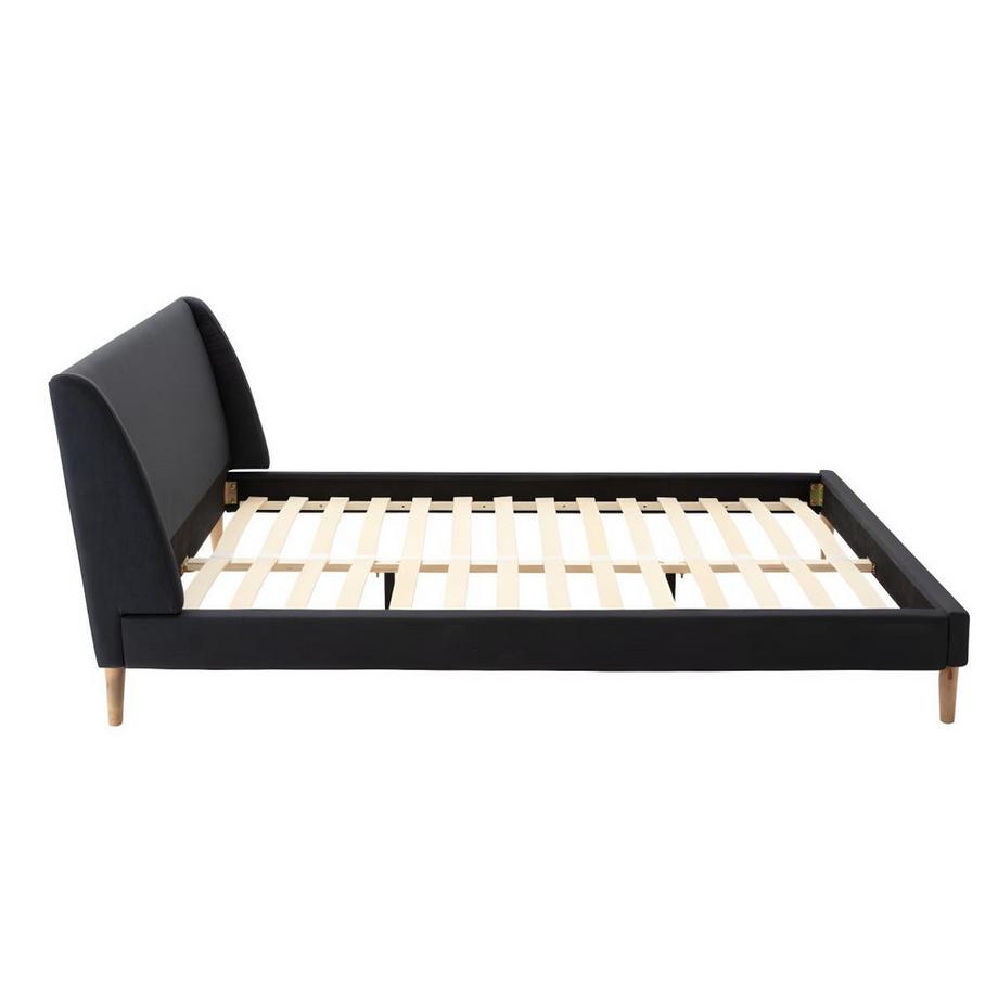 Vente-unique Lit scandinave 160 x 200 cm - Tissu - Anthracite + Matelas - BENEDICTE  
