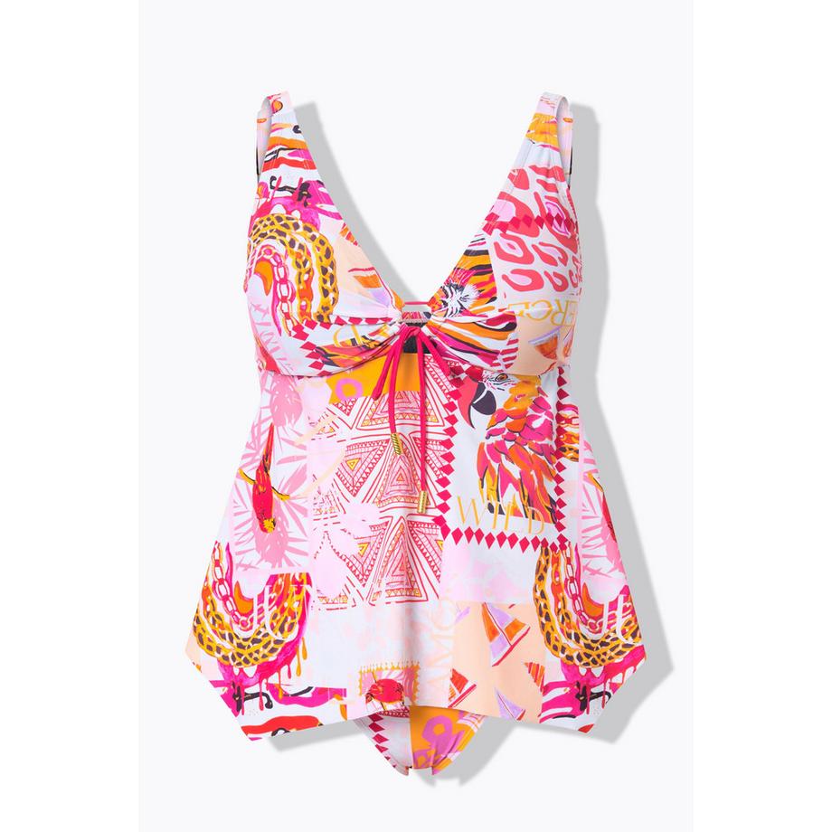 Ulla Popken Tankini Stampa Pappagalli Coppe Morbide Spalline Regolabili  