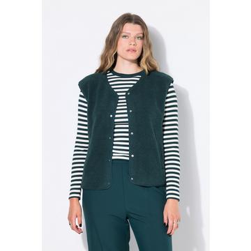 Gilet di teddy dal taglio corto con bottoni automatici